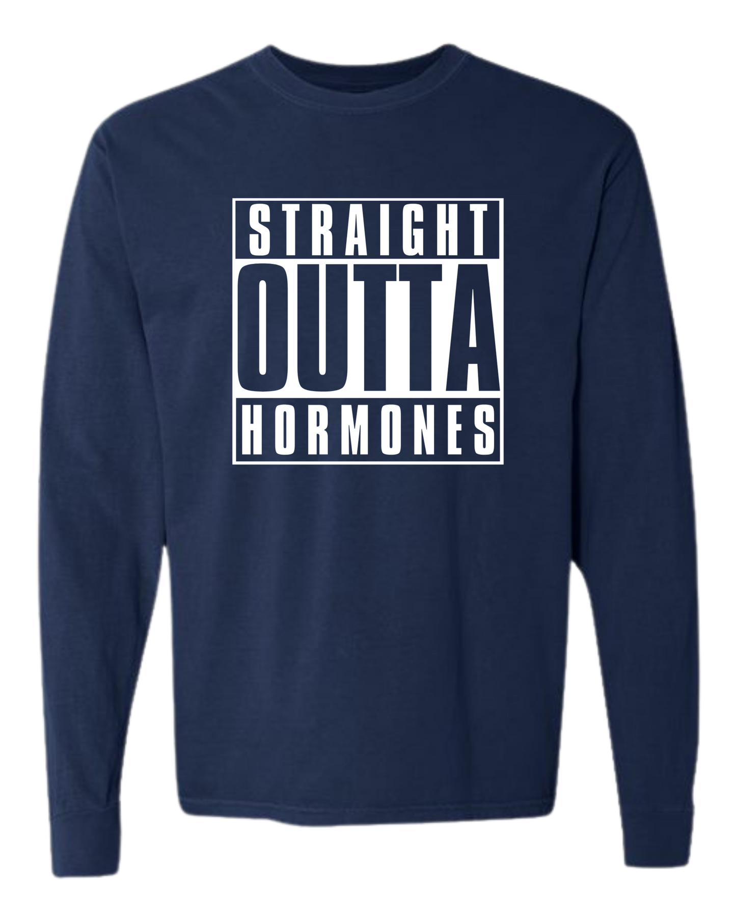 Straight Outta Hormones - Comfort Colors - Heavyweight Long Sleeve Tee - Blues & Greens