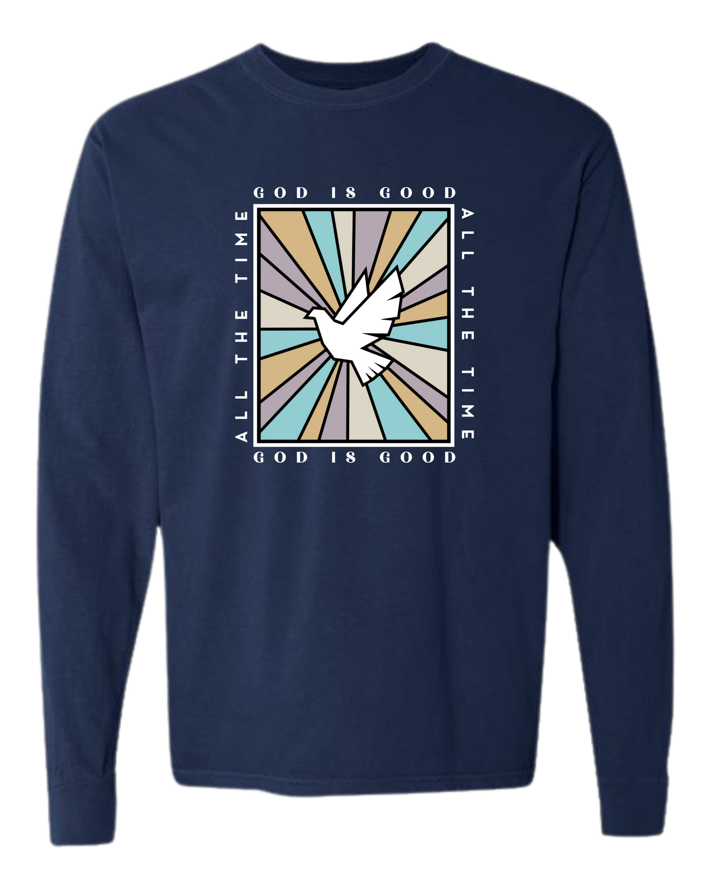 God Is Good - Comfort Colors - Heavyweight Long Sleeve Tee - Blues & Greens