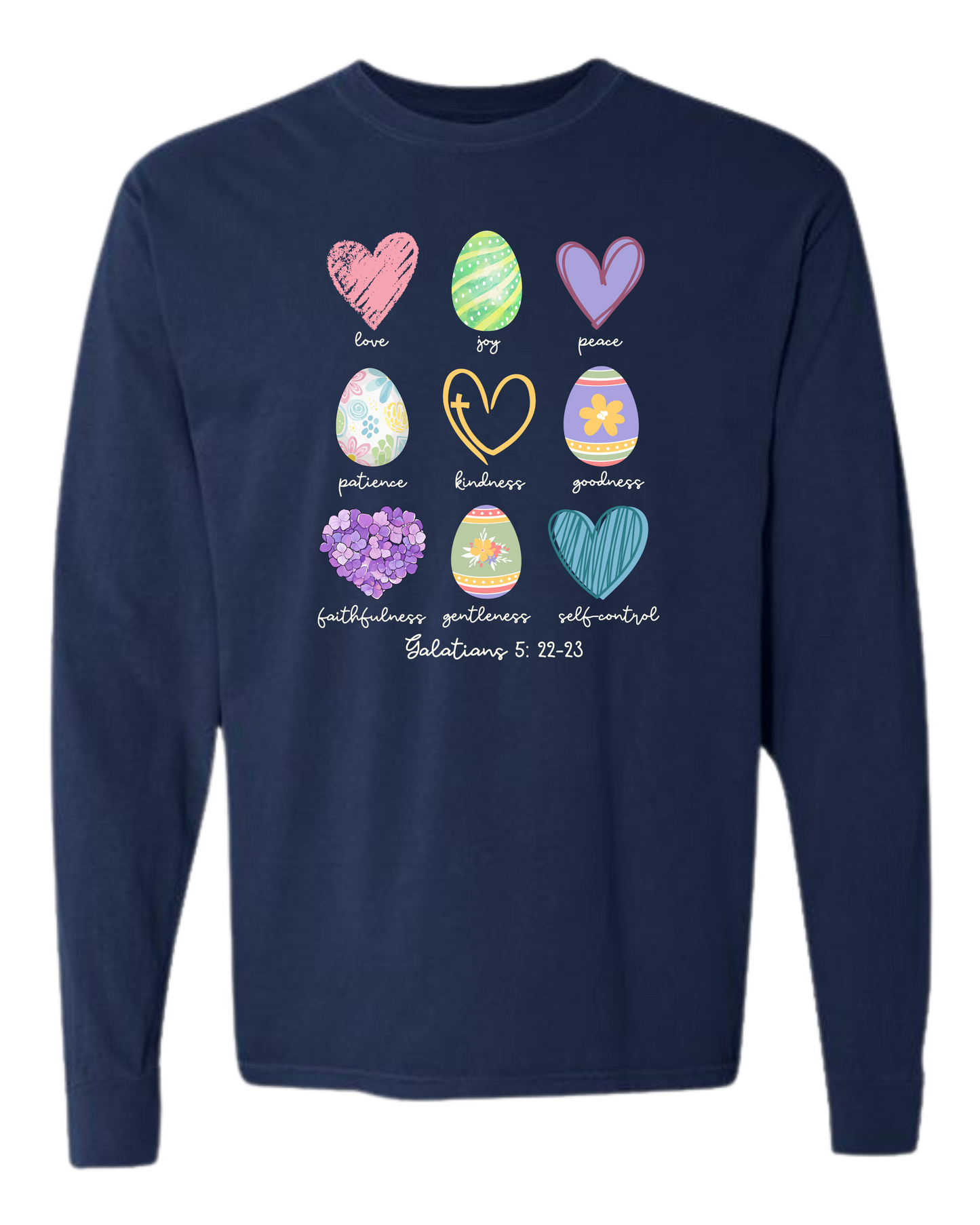 Galatians 5 - Easter - Comfort Colors - Heavyweight Long Sleeve Tee - Blues & Greens