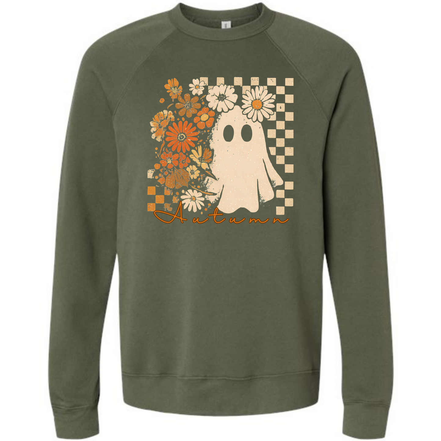 Autumn Ghost - Sponge Fleece Raglan Sweatshirt - Greens, Neutrals