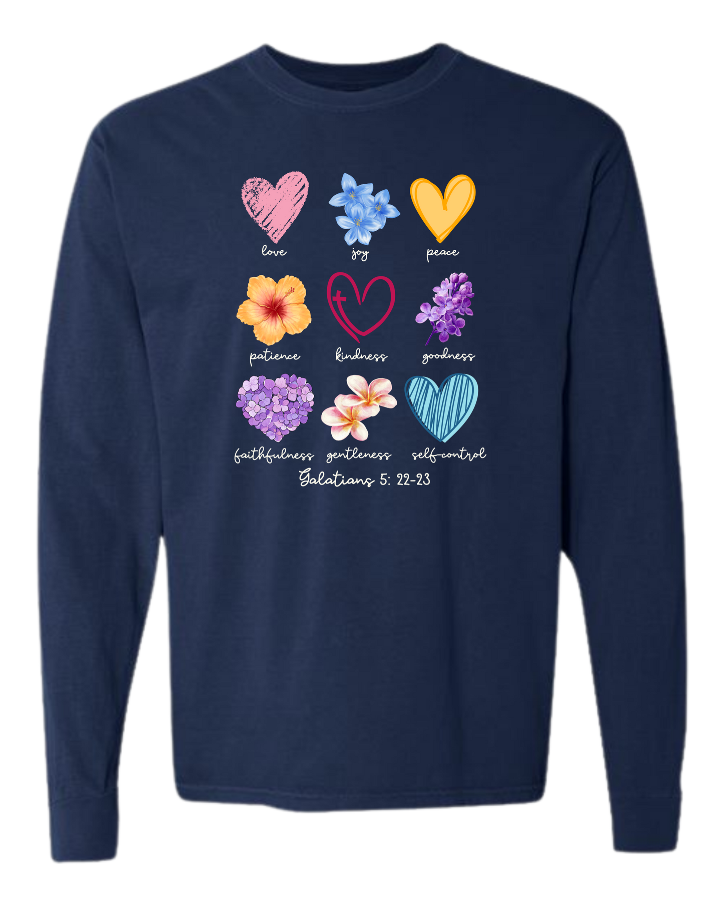 Galatians 5 - Spring - Comfort Colors - Heavyweight Long Sleeve Tee - Blues & Greens