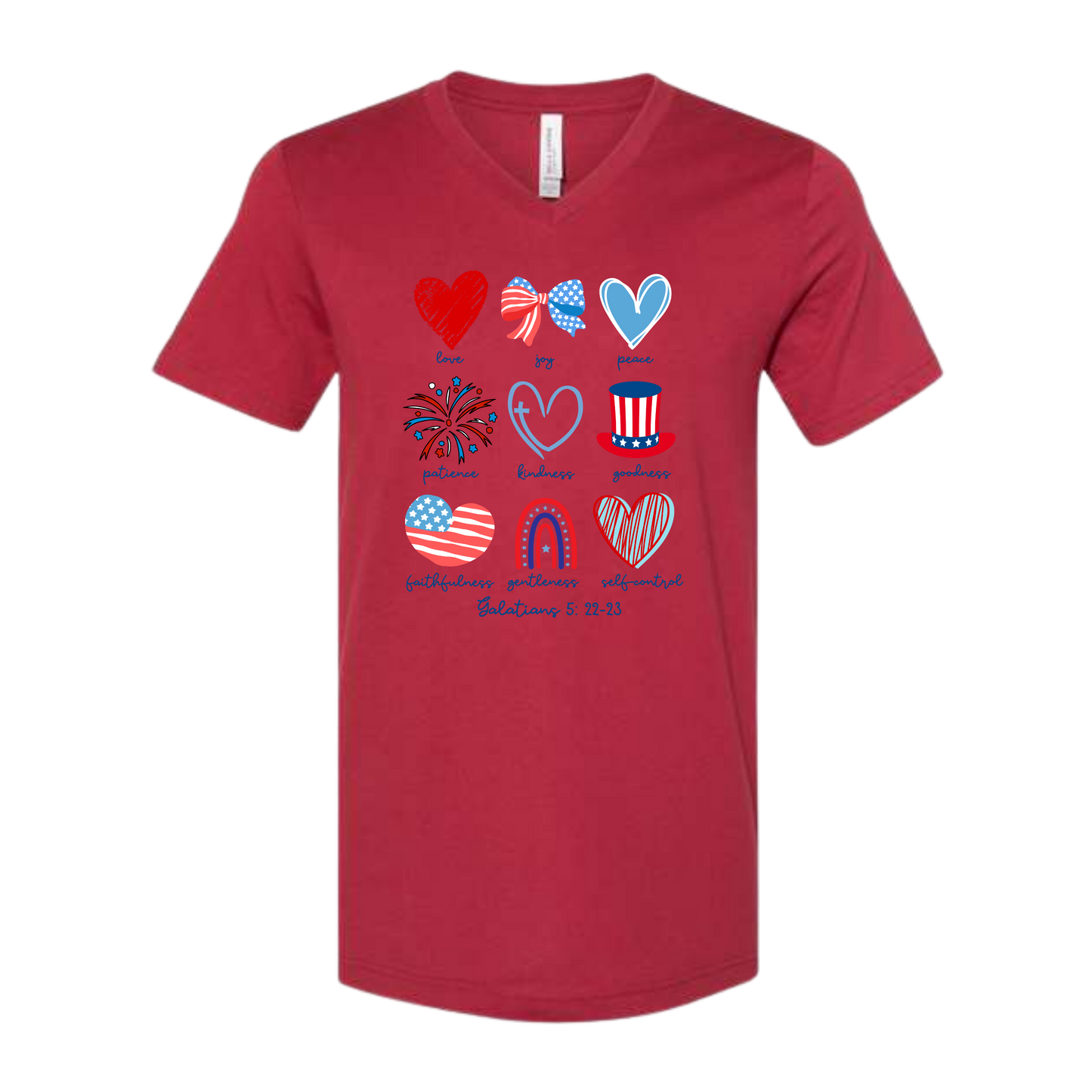 Galatians 5 - Patriotic - Bella+Canvas - Unisex V-Neck - Assorted Colors