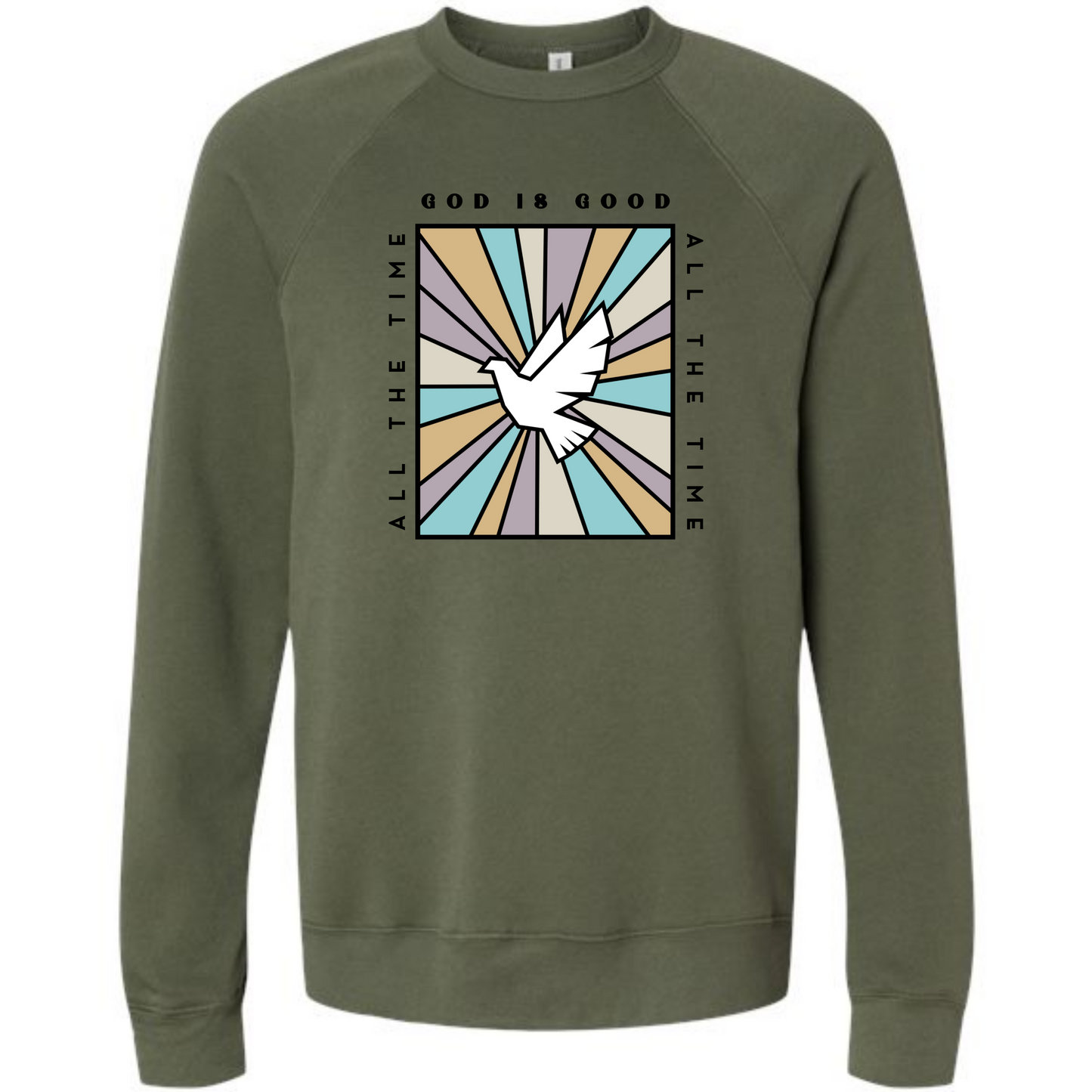 God is Good - Sponge Fleece Raglan Sweatshirt - Greens, Neutrals