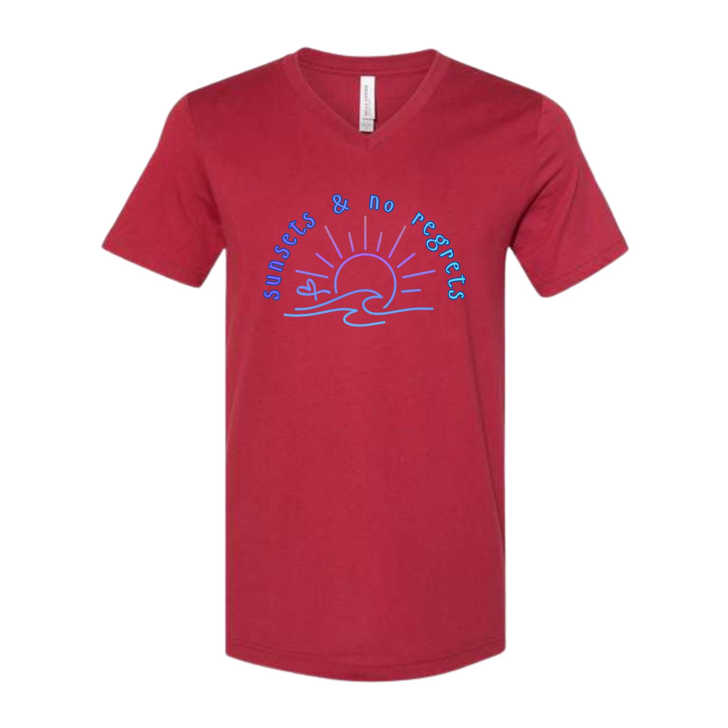 Sunsets & No Regrets - Bella+Canvas - Unisex V-Neck - Assorted Colors