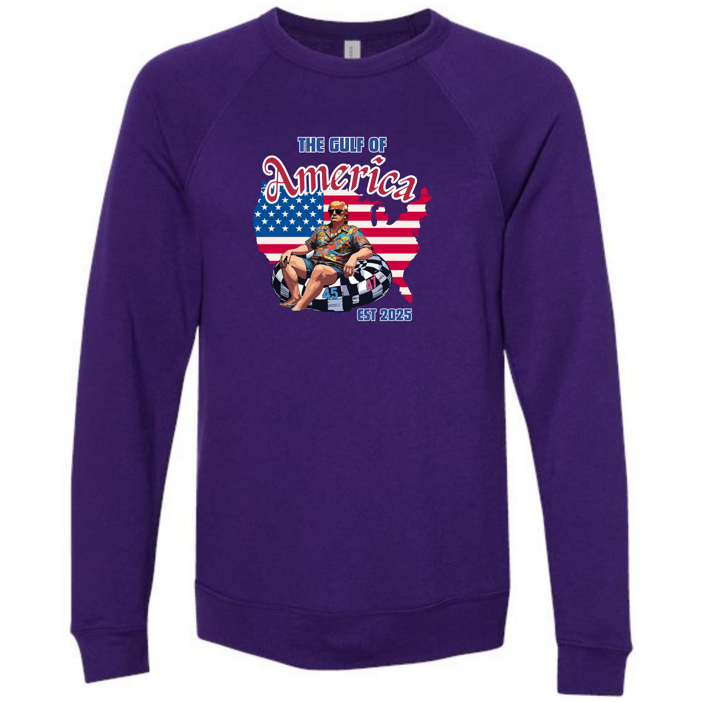 The Gulf of America - Sponge Fleece Raglan Sweatshirt - Blues, Greens, Purple, and Black