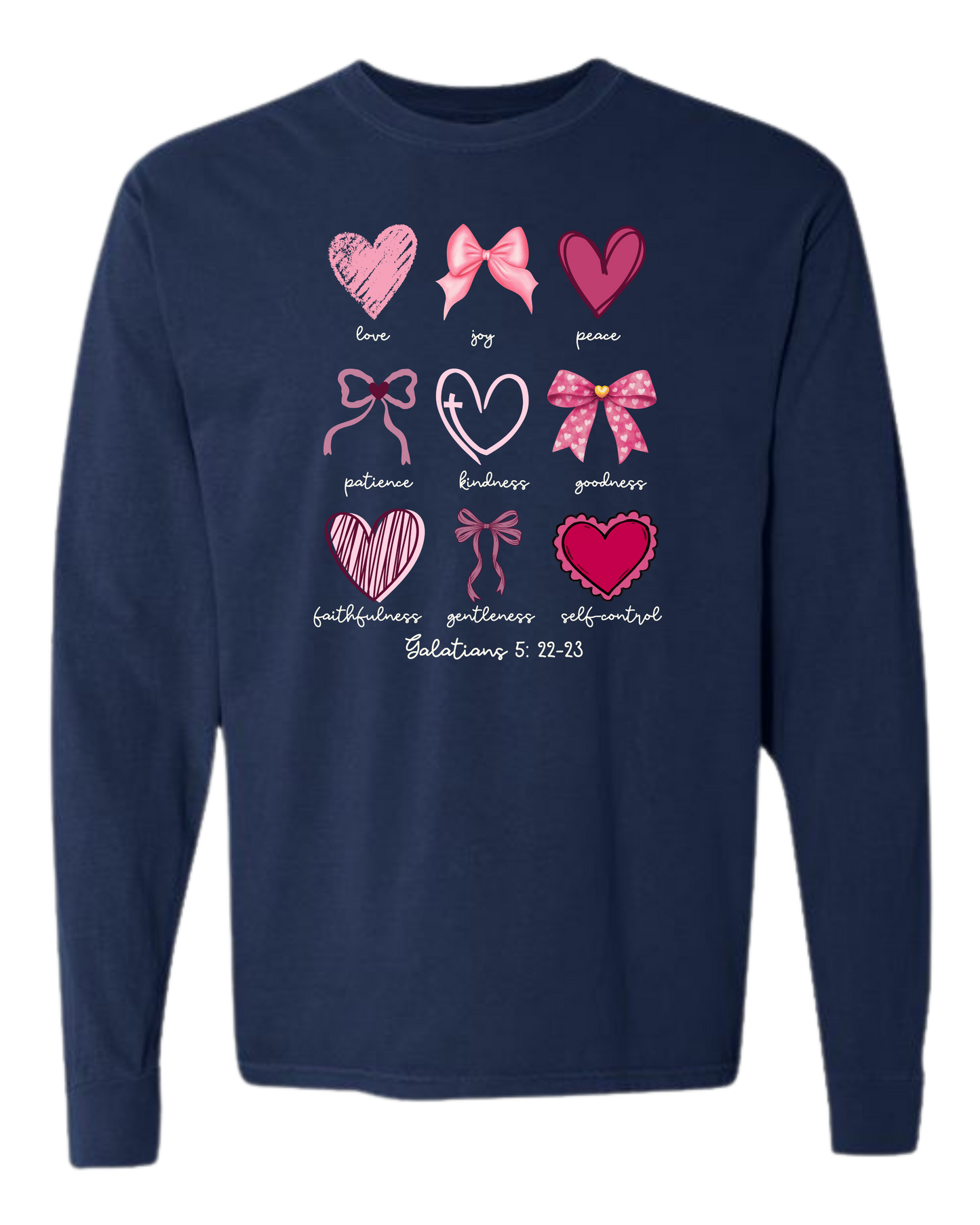 Galatians 5 - Valentines - Comfort Colors - Heavyweight Long Sleeve Tee - Blues & Greens