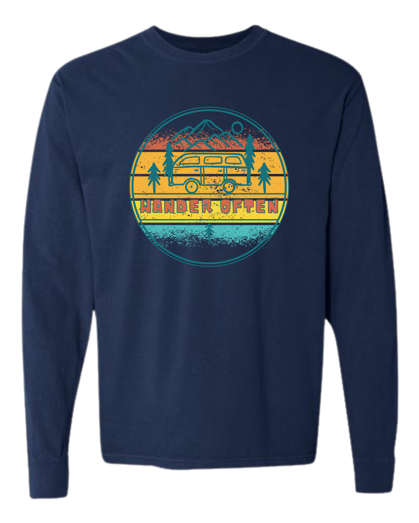 Wander Often - Comfort Colors - Heavyweight Long Sleeve Tee - Blues & Greens