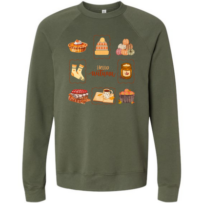 HP - Hello Autumn - Sponge Fleece Raglan Sweatshirt - Greens, Neutrals