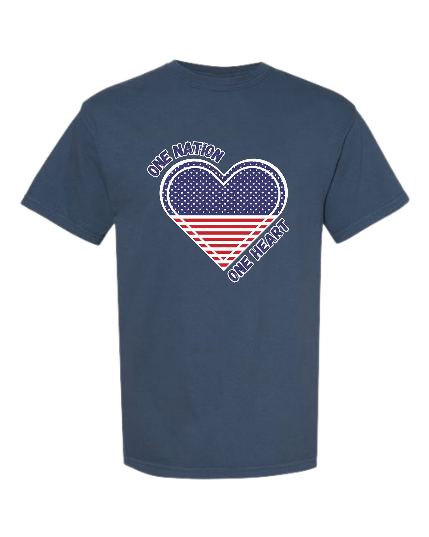 One Nation One Heart - Comfort Colors - Heavyweight Unisex Tee - Blues