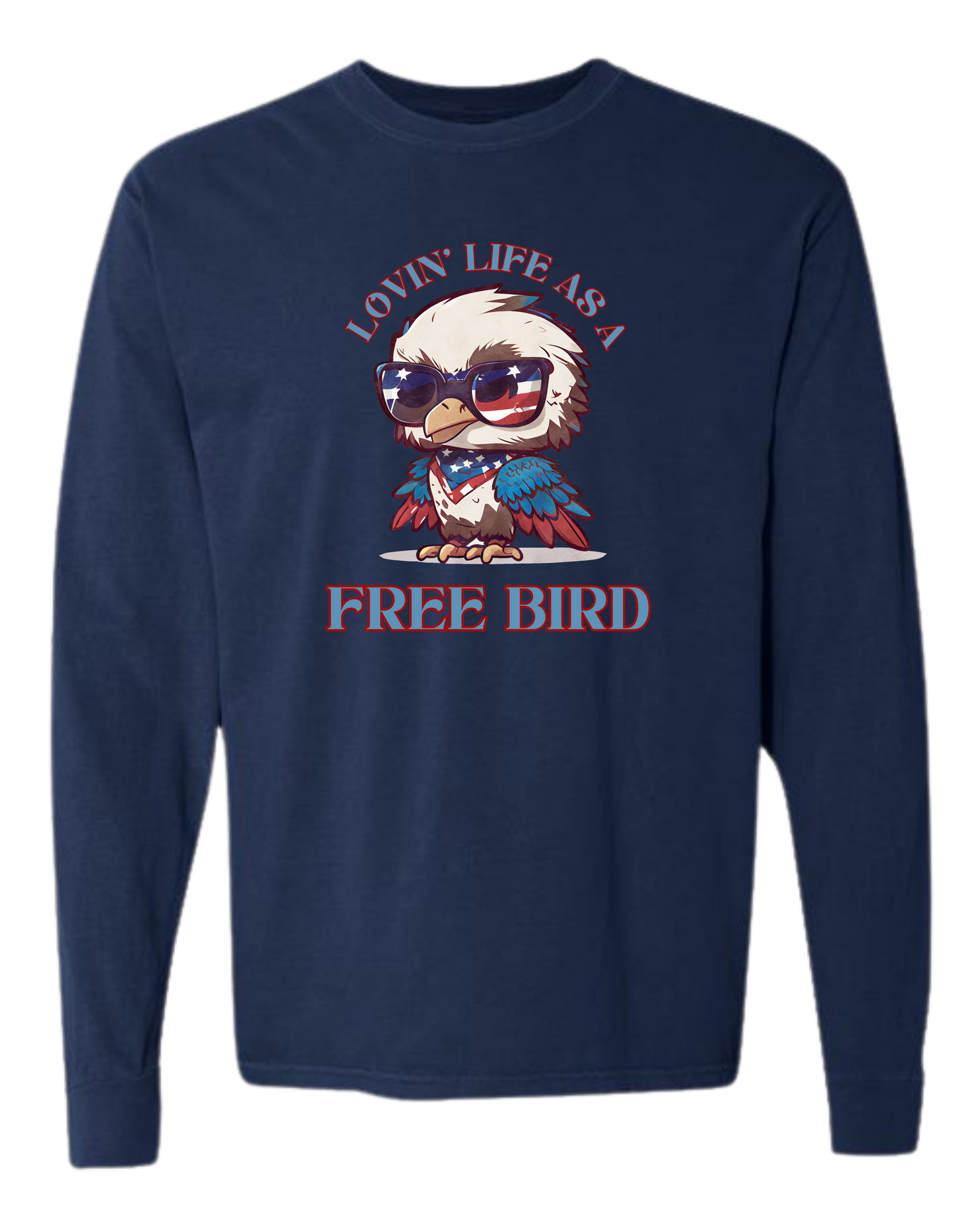 Lovin' Life as a Free Bird - Comfort Colors - Heavyweight Long Sleeve Tee - Blues & Greens