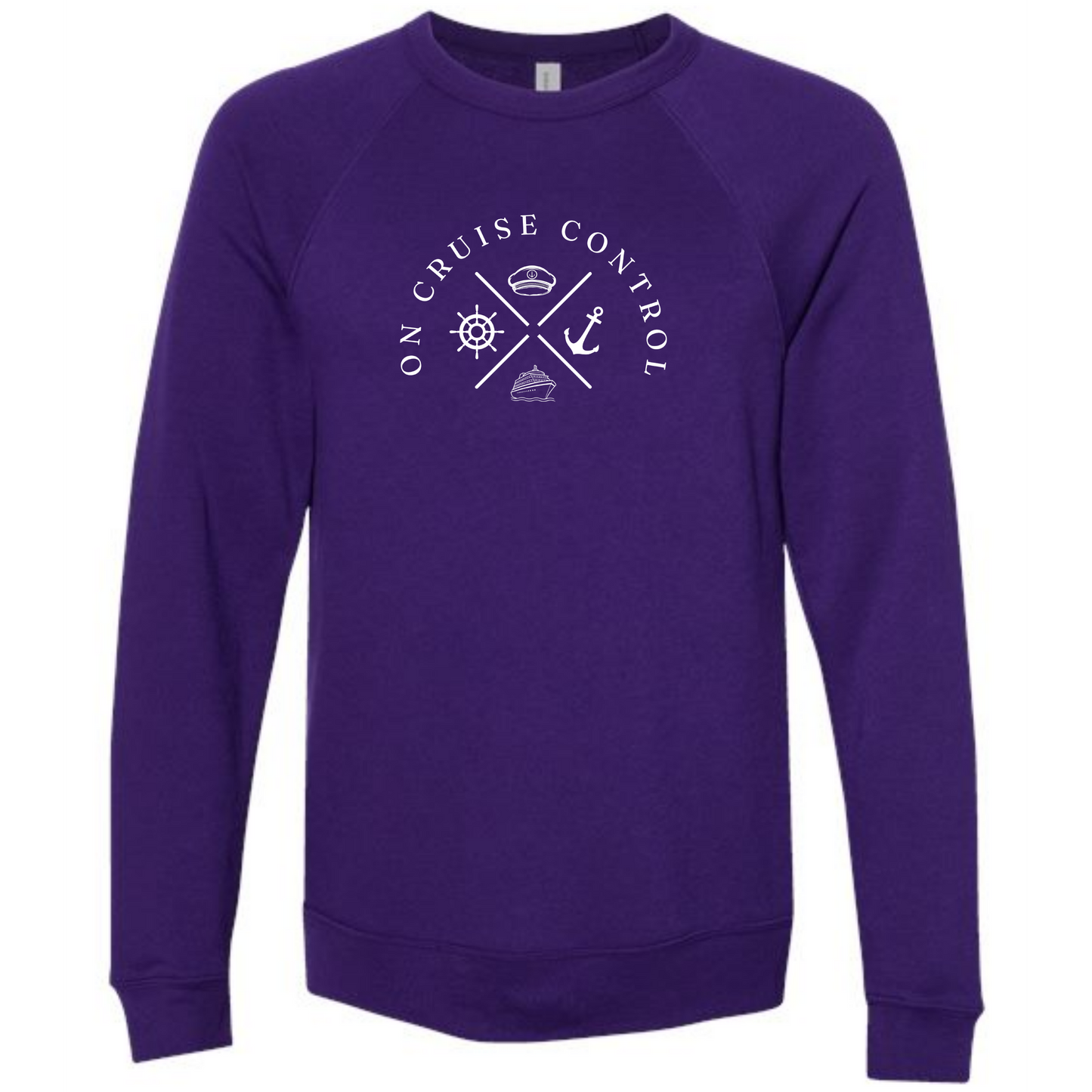 On Cruise Control - Sponge Fleece Raglan Sweatshirt - Blues, Greens, Purple, and Black