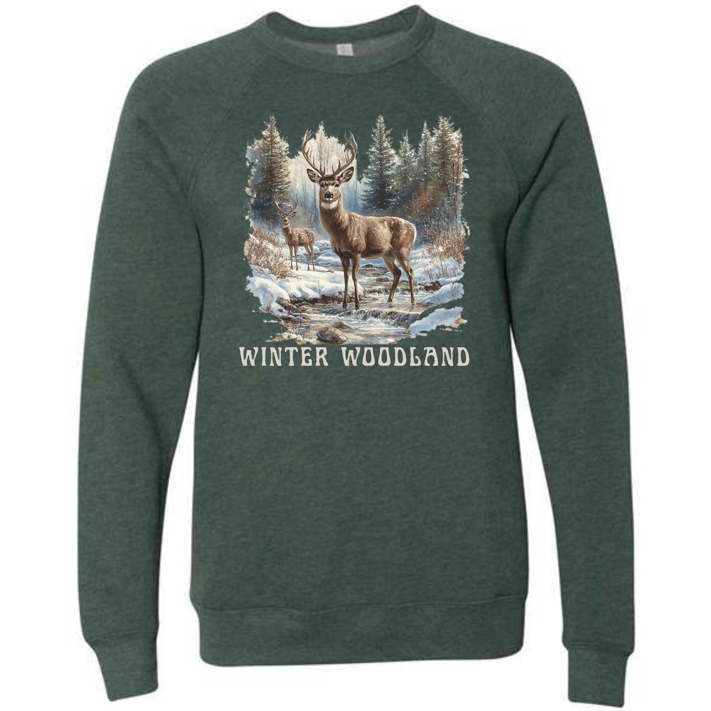 Winter Woodland - Sponge Fleece Raglan Sweatshirt - Greens, Neutrals