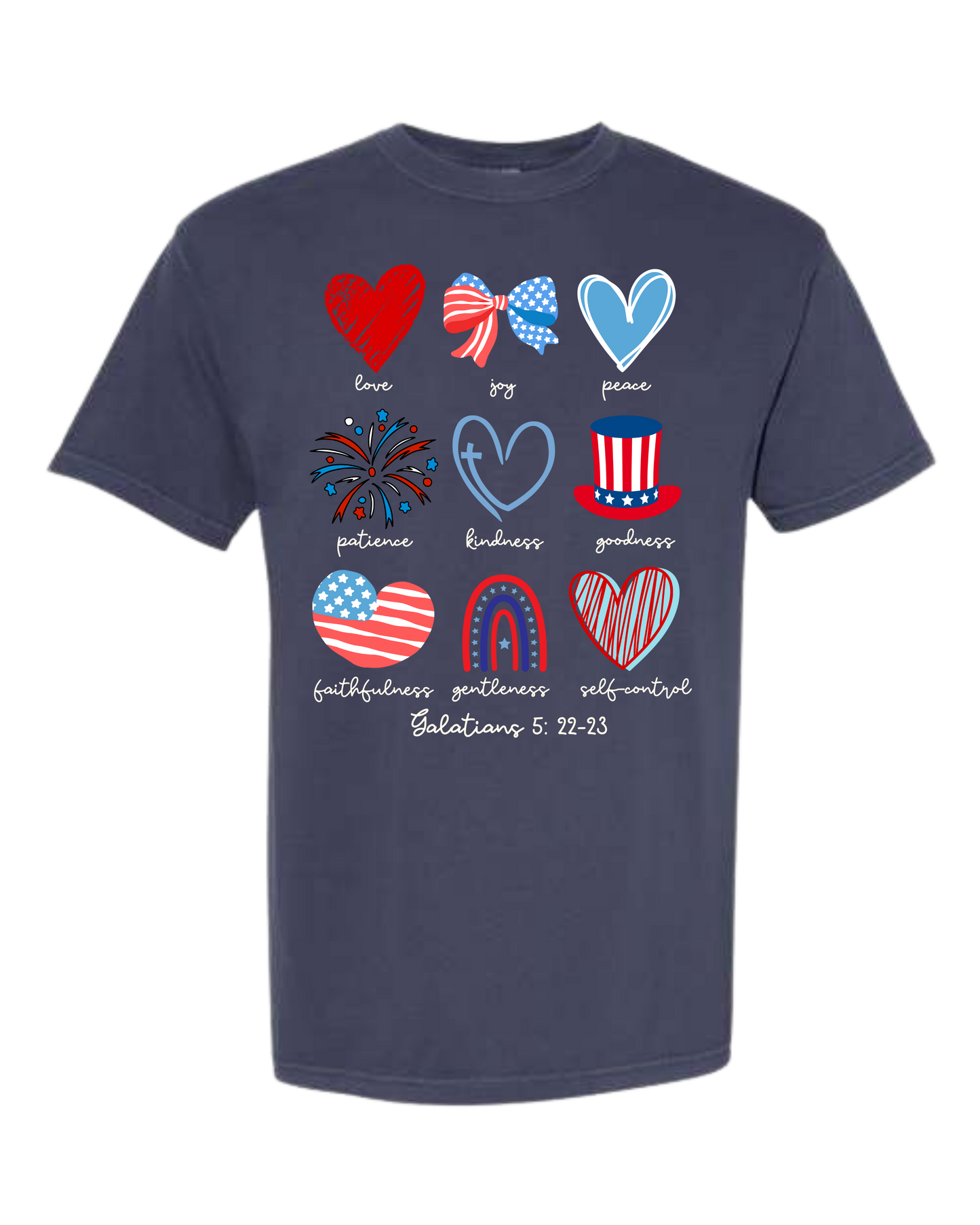 Galatians 5 - Patriotic - Comfort Colors - Heavyweight Unisex Tee - Blues