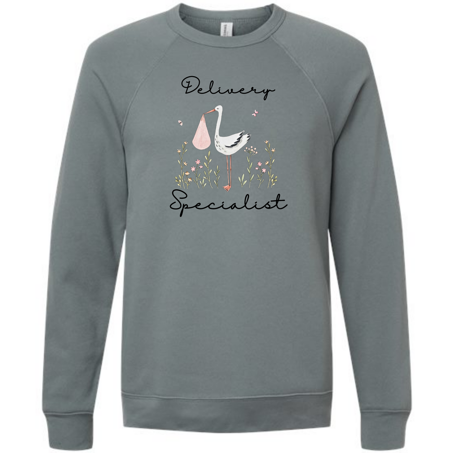 Delivery Specialist - Sponge Fleece Raglan Sweatshirt - Blues, Greens, Purple, and Black