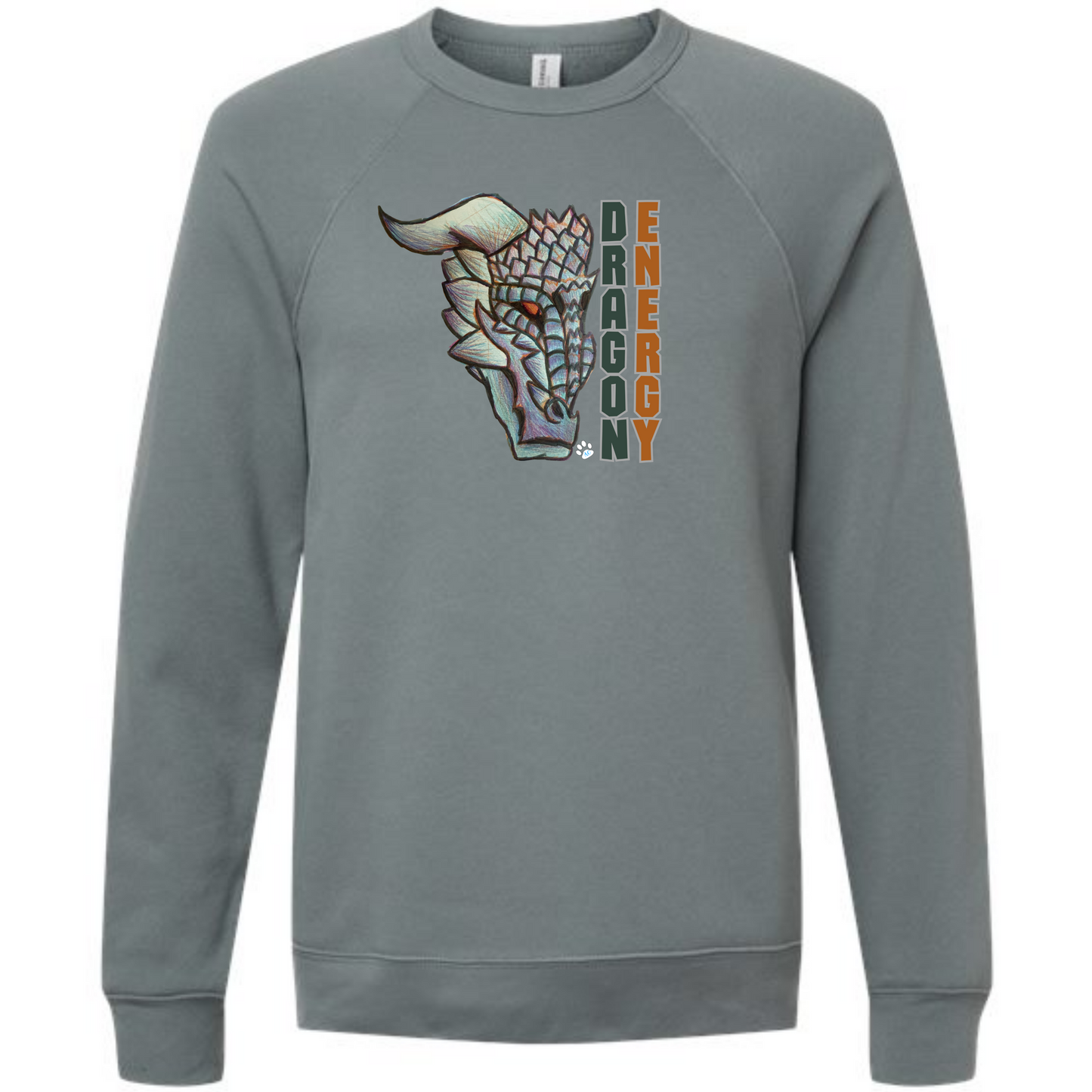 Dragon Energy - Sponge Fleece Raglan Sweatshirt - Blues, Greens, Purple, and Black