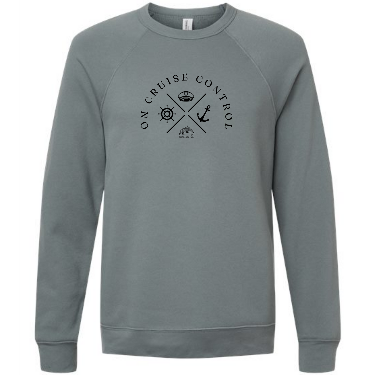 On Cruise Control - Sponge Fleece Raglan Sweatshirt - Blues, Greens, Purple, and Black