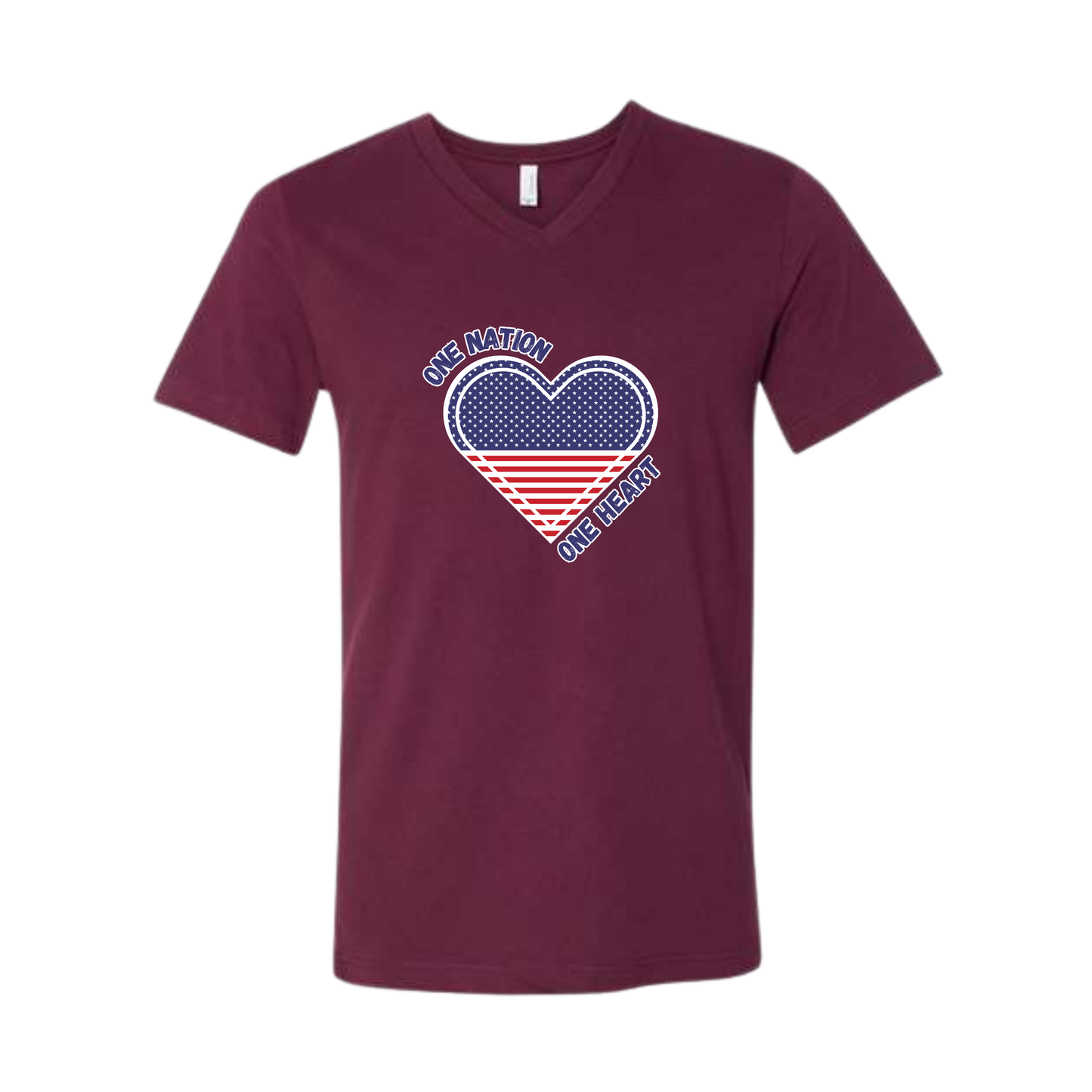One Nation One Heart - Bella+Canvas - Unisex V-Neck - Assorted Colors