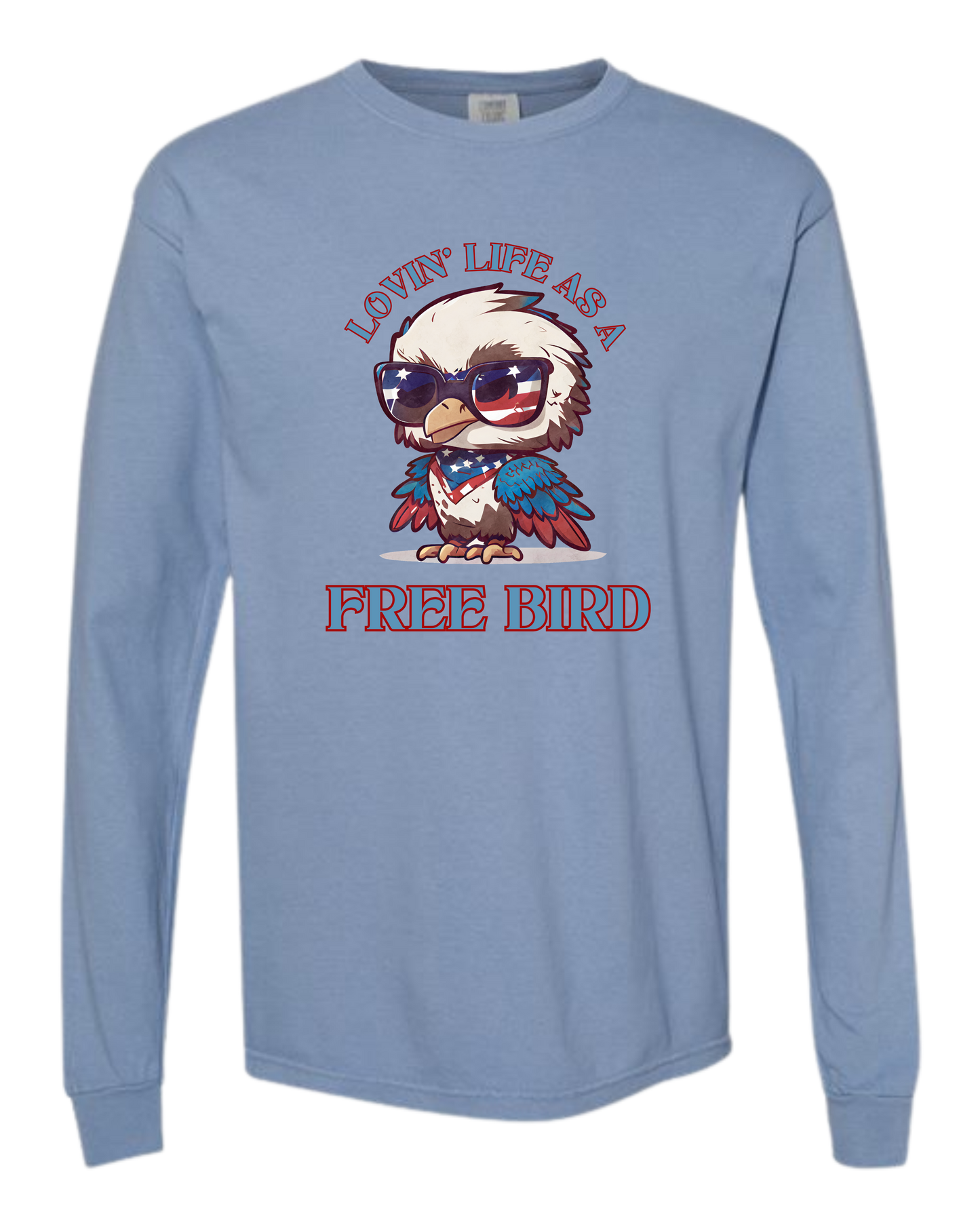 Lovin' Life as a Free Bird - Comfort Colors - Heavyweight Long Sleeve Tee - Blues & Greens