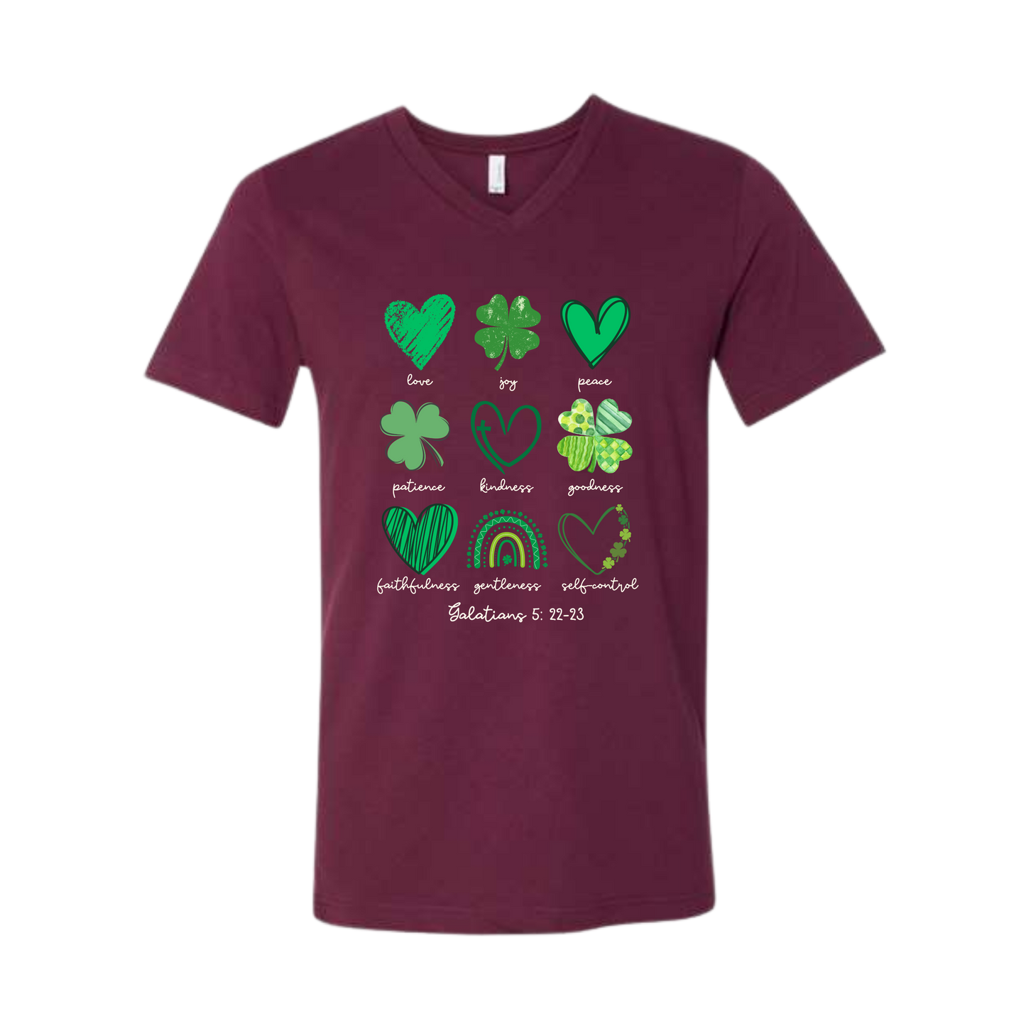 Galatians 5 - St Patrick's Day - Bella+Canvas - Unisex V-Neck - Assorted Colors