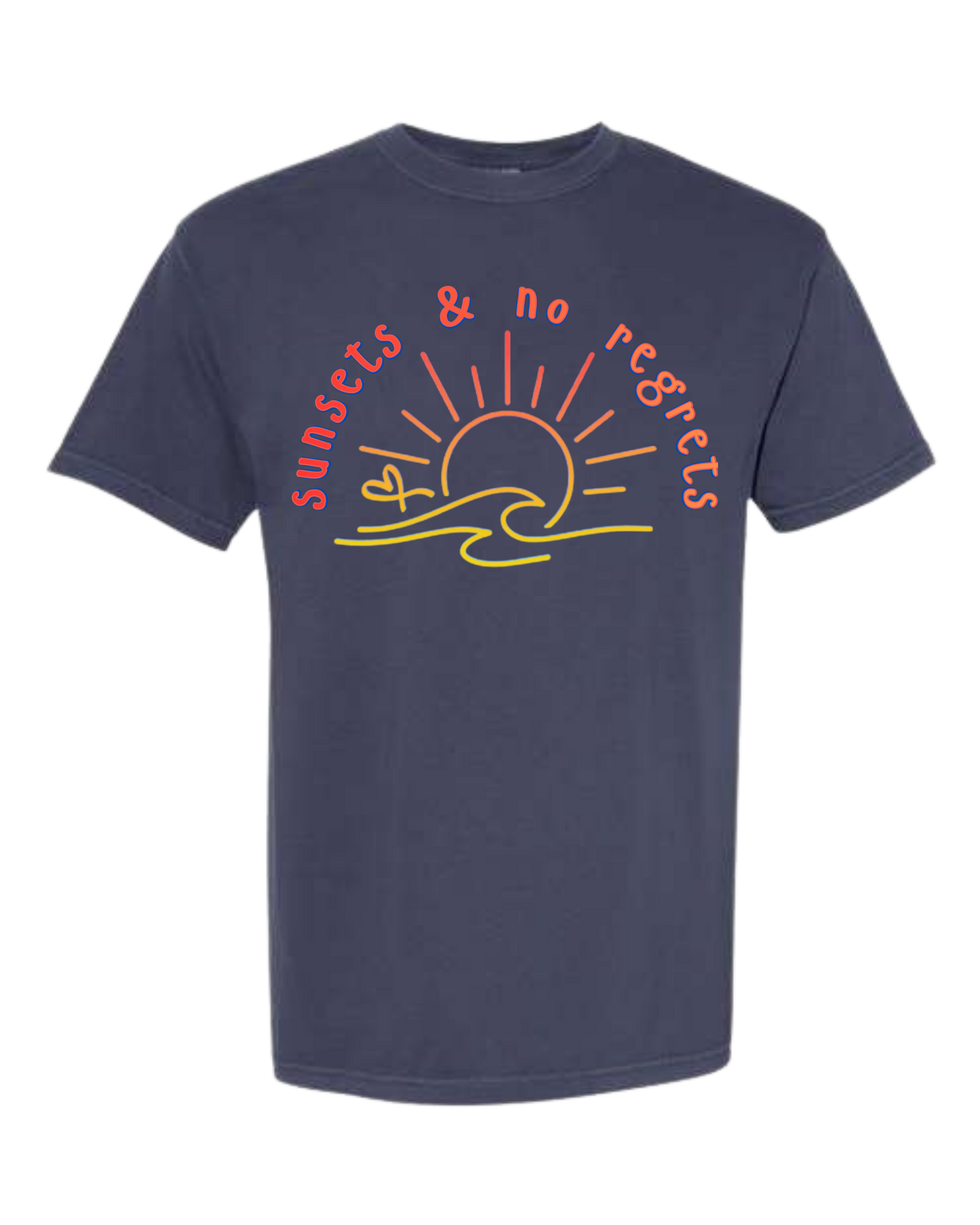 Sunsets & No Regrets - Comfort Colors - Heavyweight Unisex Tee - Blues