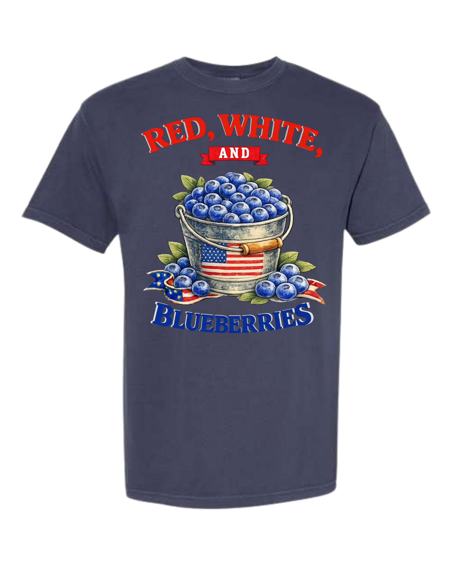 Red, White, And Blueberries - Comfort Colors - Heavyweight Unisex Tee - Blues