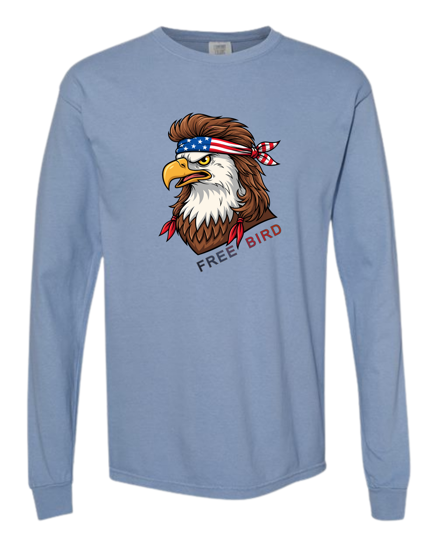 Rockin Free Bird - Comfort Colors - Heavyweight Long Sleeve Tee - Blues & Greens