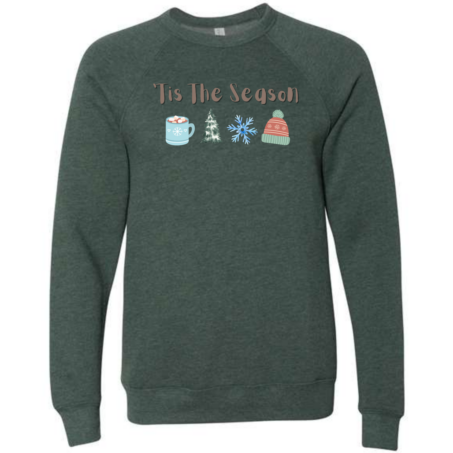 'Tis The Season - Winter - Sponge Fleece Raglan Sweatshirt - Greens, Neutrals