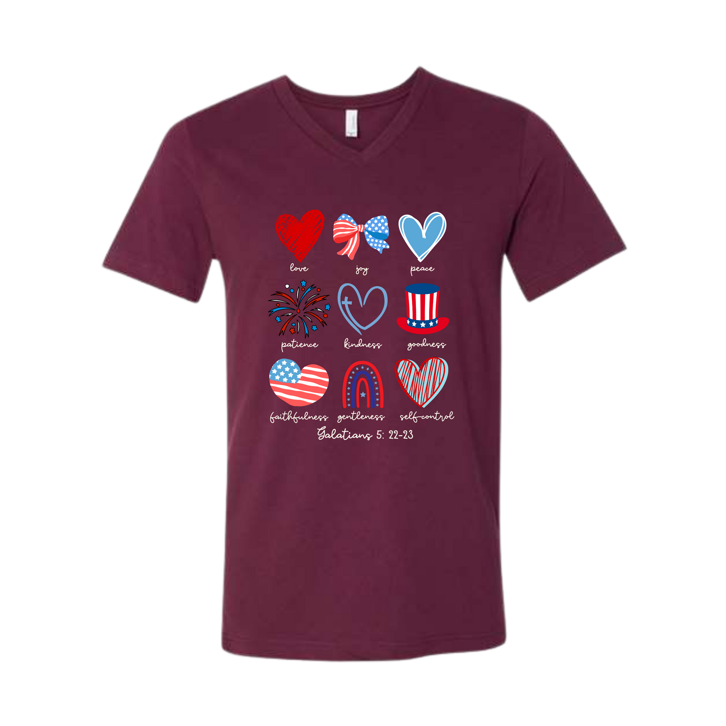Galatians 5 - Patriotic - Bella+Canvas - Unisex V-Neck - Assorted Colors