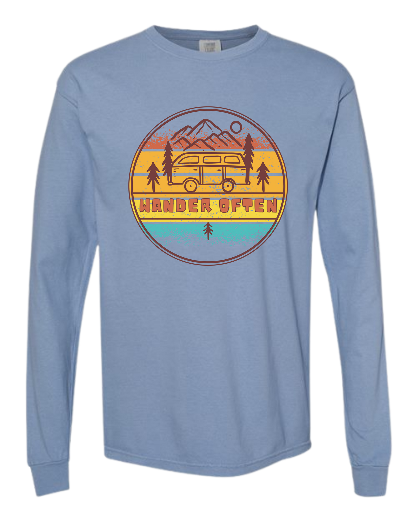 Wander Often - Comfort Colors - Heavyweight Long Sleeve Tee - Blues & Greens