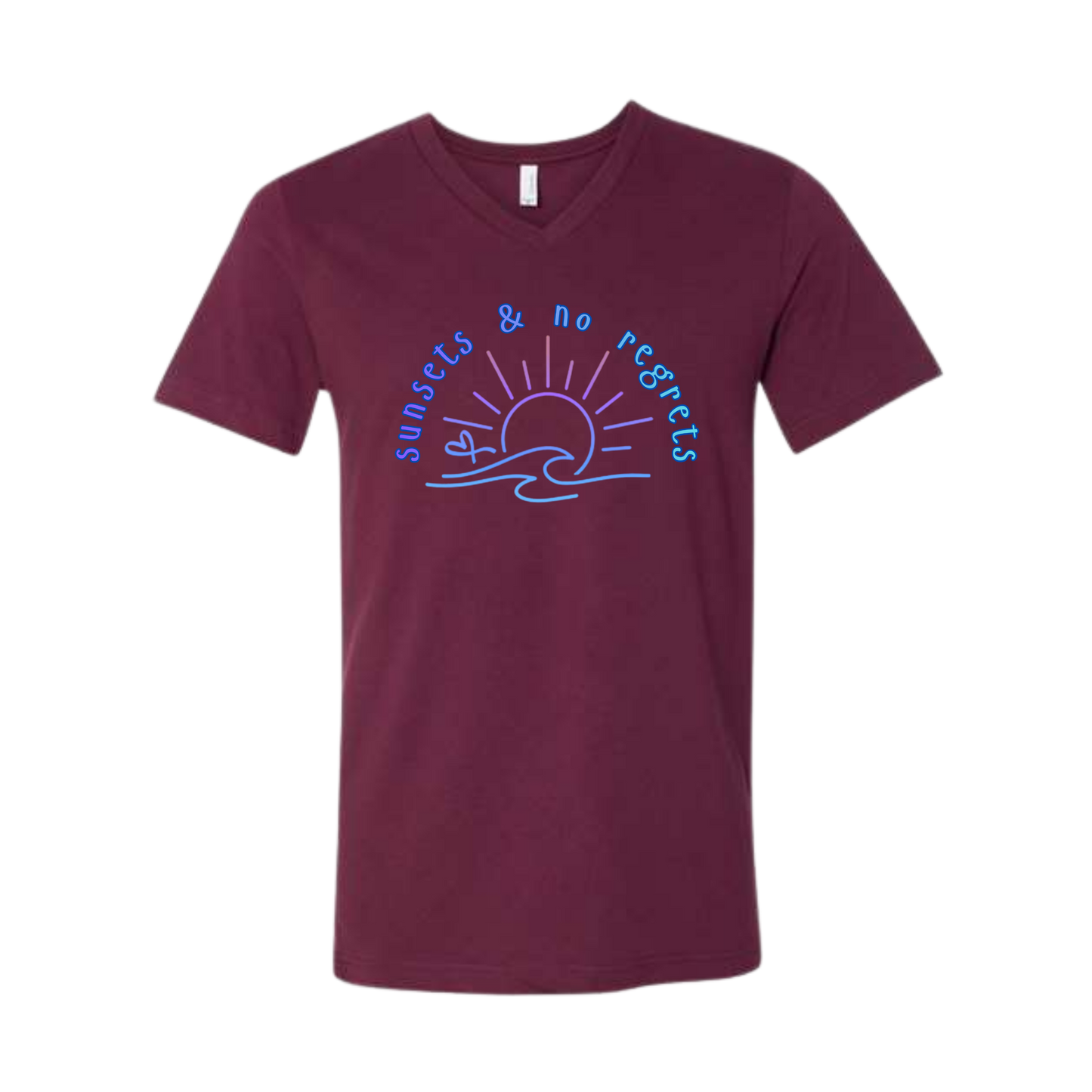 Sunsets & No Regrets - Bella+Canvas - Unisex V-Neck - Assorted Colors