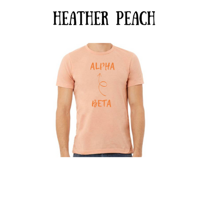 beta to alpha - unisex tee - yellows, oranges, reds