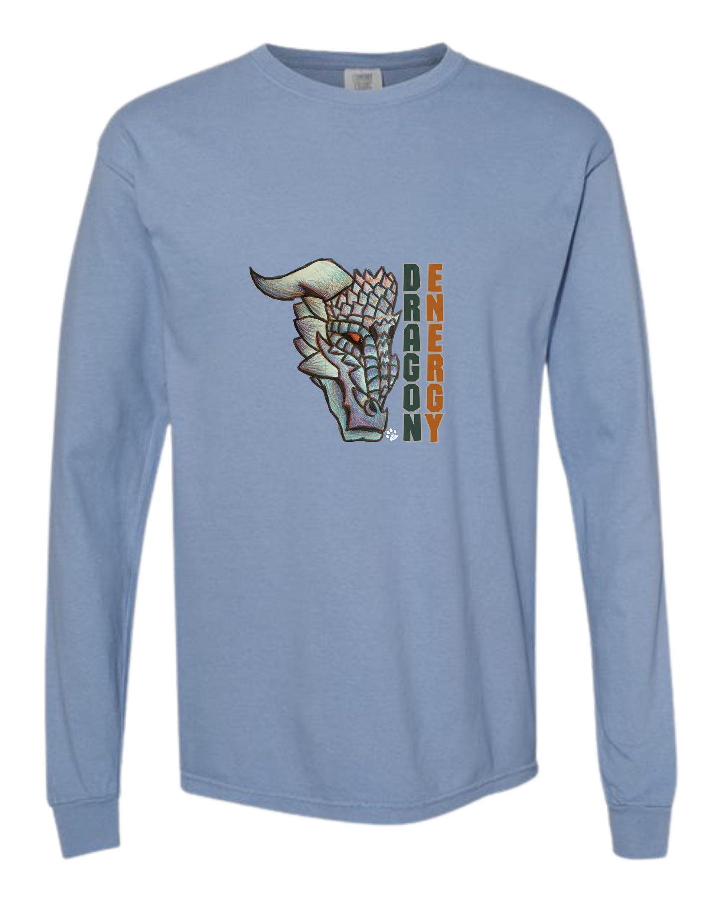 Dragon Energy - Comfort Colors - Heavyweight Long Sleeve Tee - Blues & Greens
