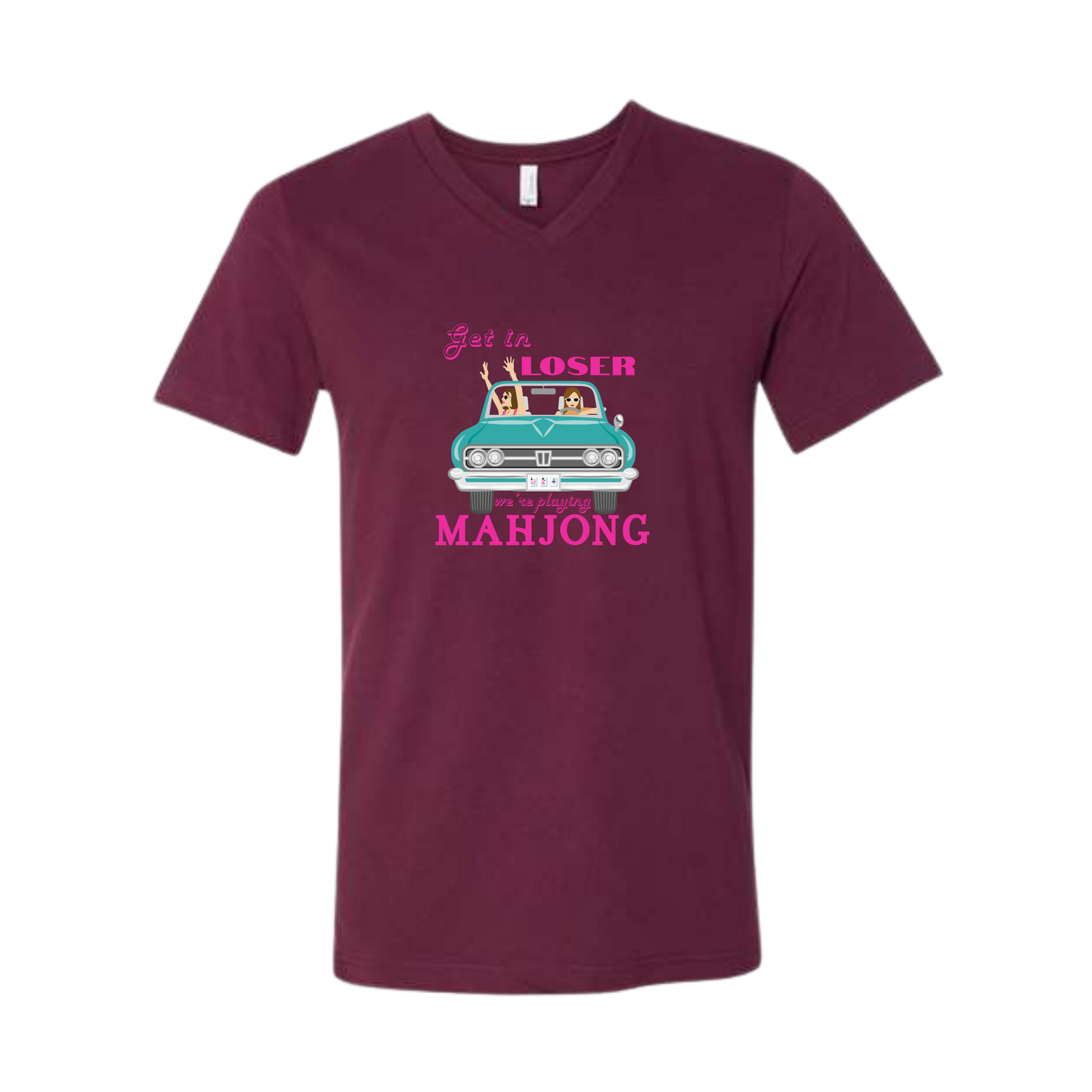 Get in Loser We're Playing Mahjong - Bella+Canvas - Unisex V-Neck - Assorted Colors