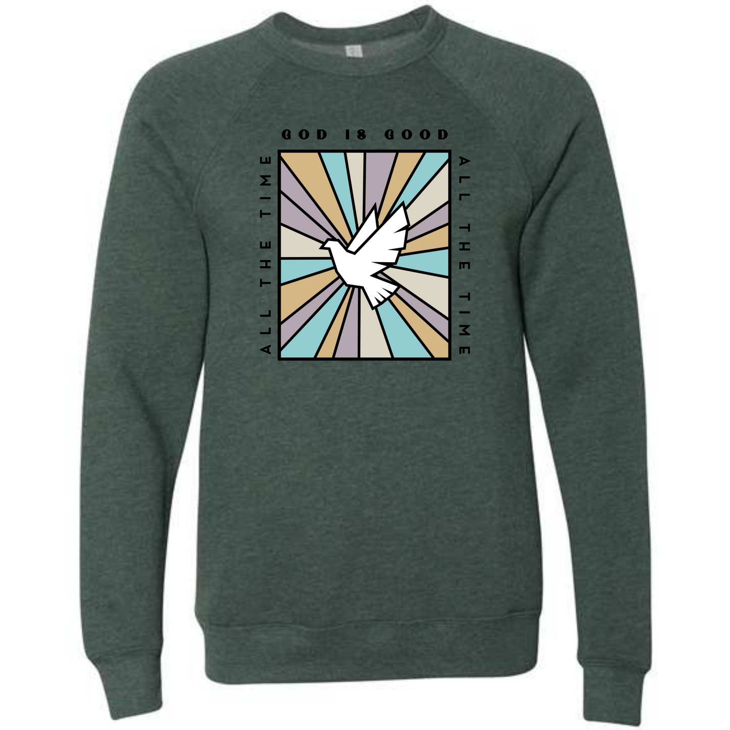 God is Good - Sponge Fleece Raglan Sweatshirt - Greens, Neutrals