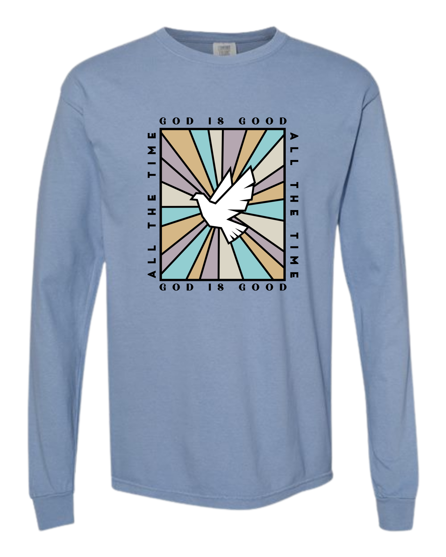 God Is Good - Comfort Colors - Heavyweight Long Sleeve Tee - Blues & Greens