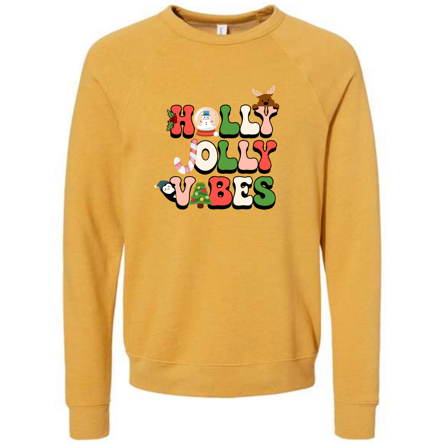 Holly Jolly Vibes - Sponge Fleece Raglan Sweatshirt - Assorted Colors