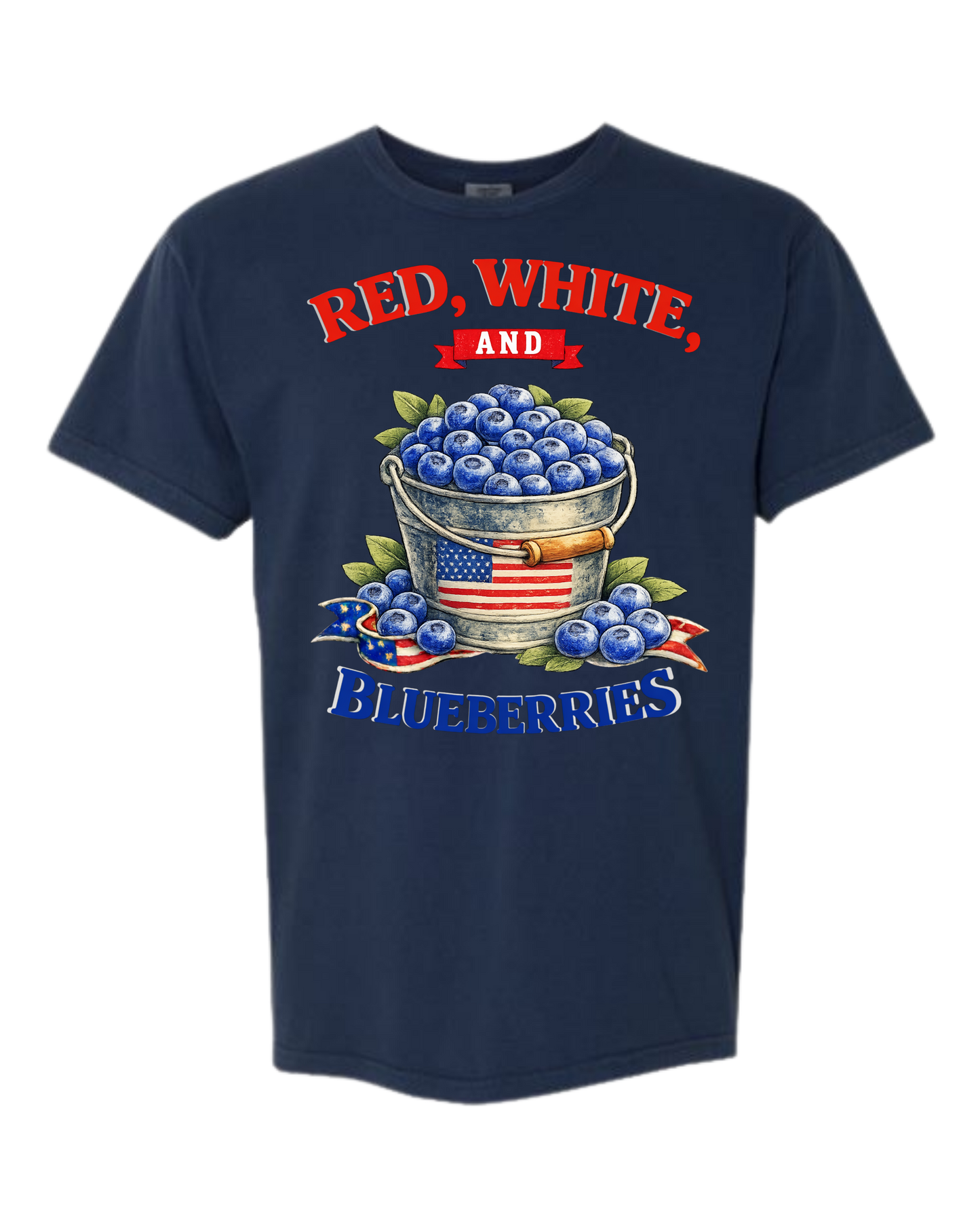 Red, White, And Blueberries - Comfort Colors - Heavyweight Unisex Tee - Blues