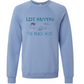 Life Happens The Beach Helps - Sponge Fleece Raglan Sweatshirt - Blues, Greens, Purple, and Black