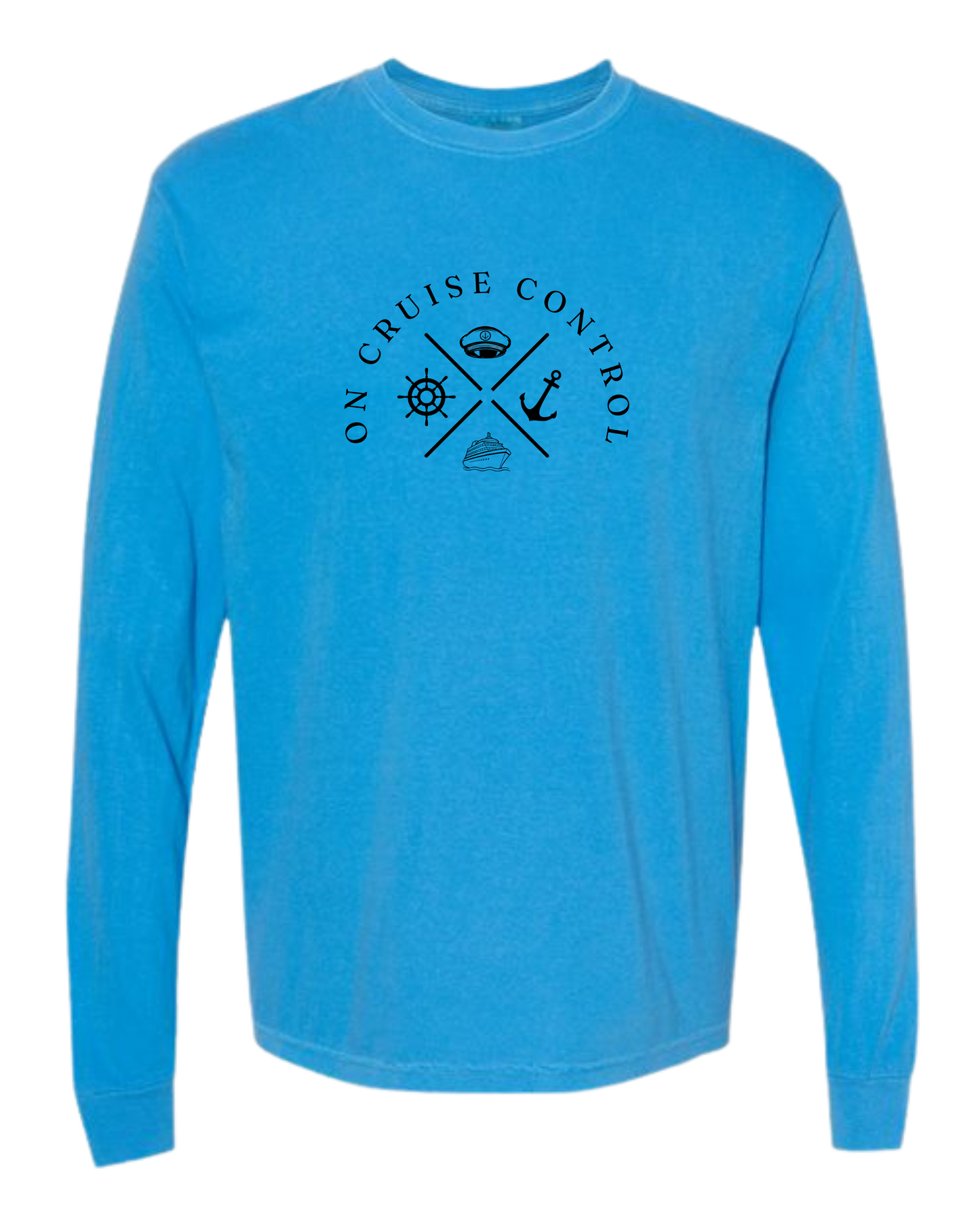 On Cruise Control - Comfort Colors - Heavyweight Long Sleeve Tee - Blues & Greens