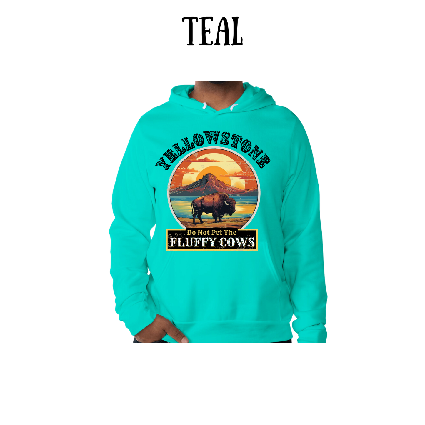 CP - Yellowstone: Fluffy Cows - Sponge Fleece Hoodie - Greens, Neutrals