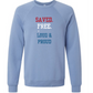Saved. Free. Loud & Proud - Sponge Fleece Raglan Sweatshirt - Blues, Greens, Purple, and Black