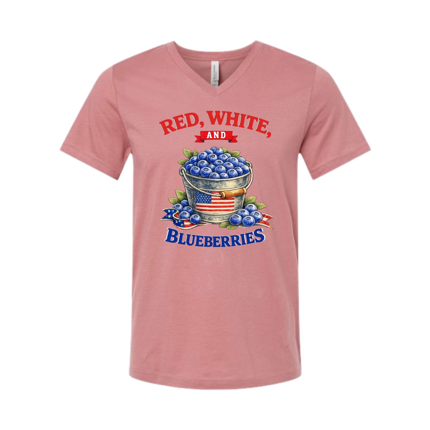 Red, White, And Blueberries - Bella+Canvas - Unisex V-Neck - Assorted Colors