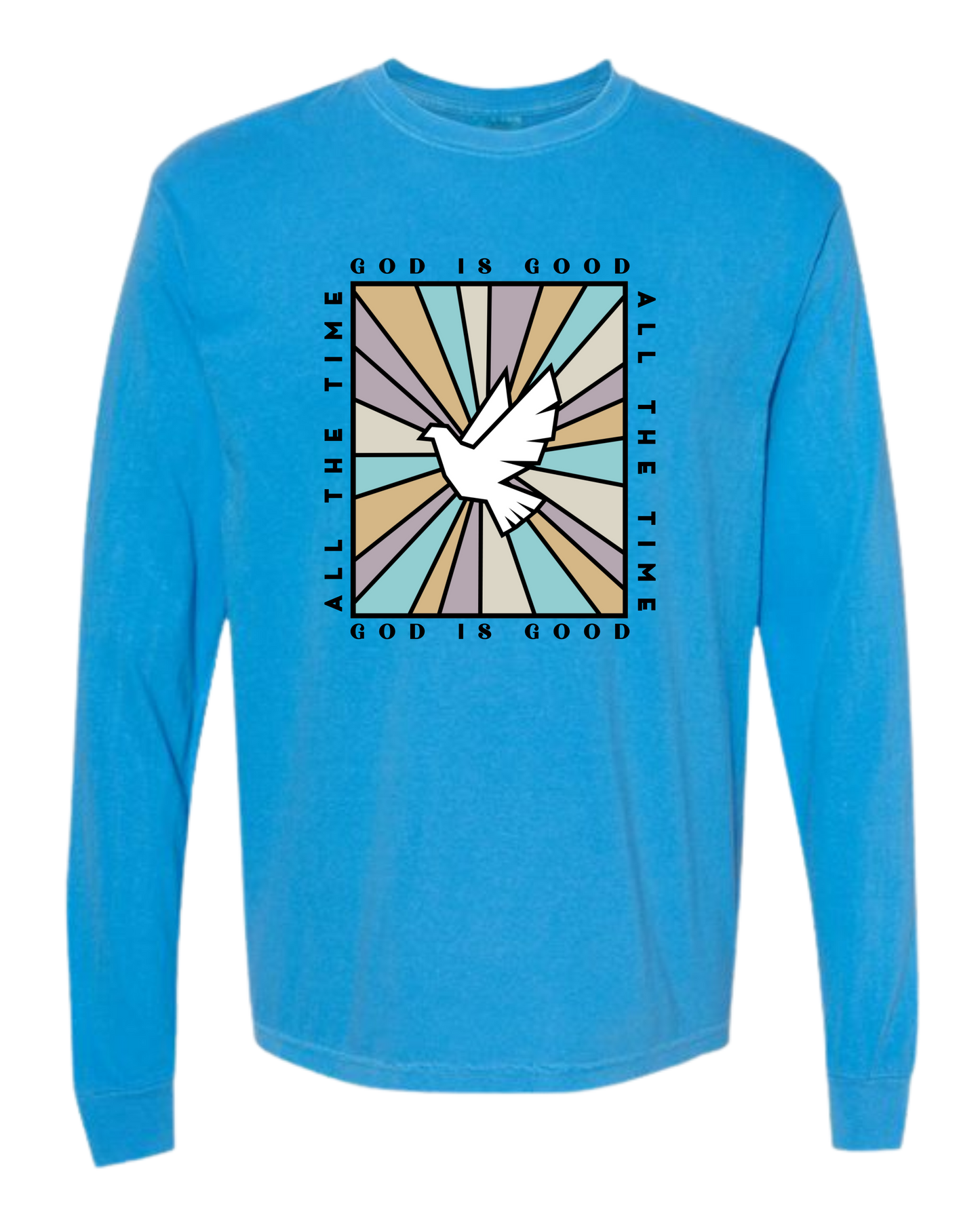 God Is Good - Comfort Colors - Heavyweight Long Sleeve Tee - Blues & Greens