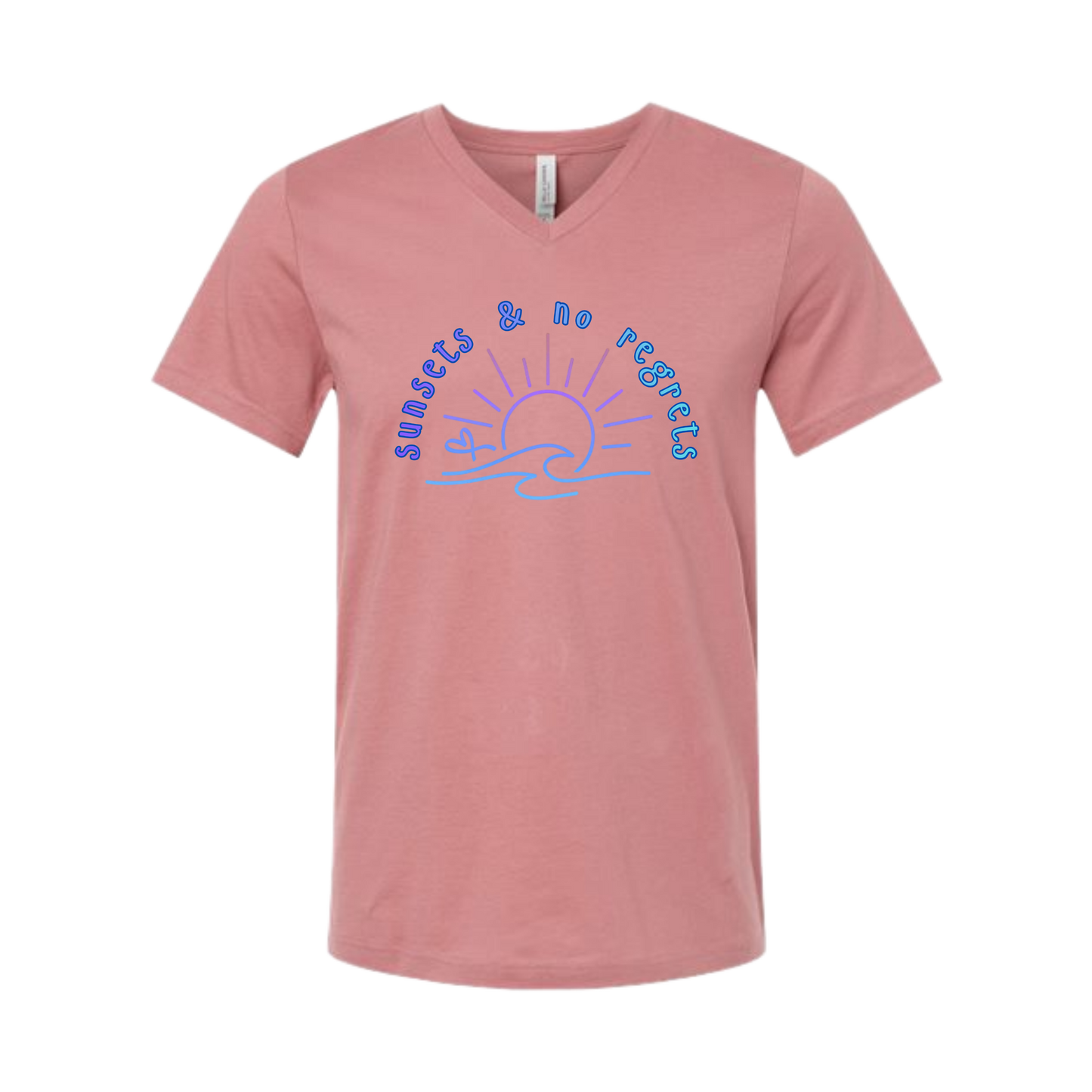 Sunsets & No Regrets - Bella+Canvas - Unisex V-Neck - Assorted Colors