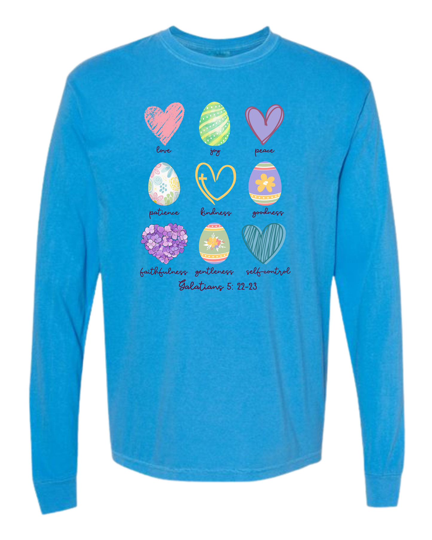 Galatians 5 - Easter - Comfort Colors - Heavyweight Long Sleeve Tee - Blues & Greens