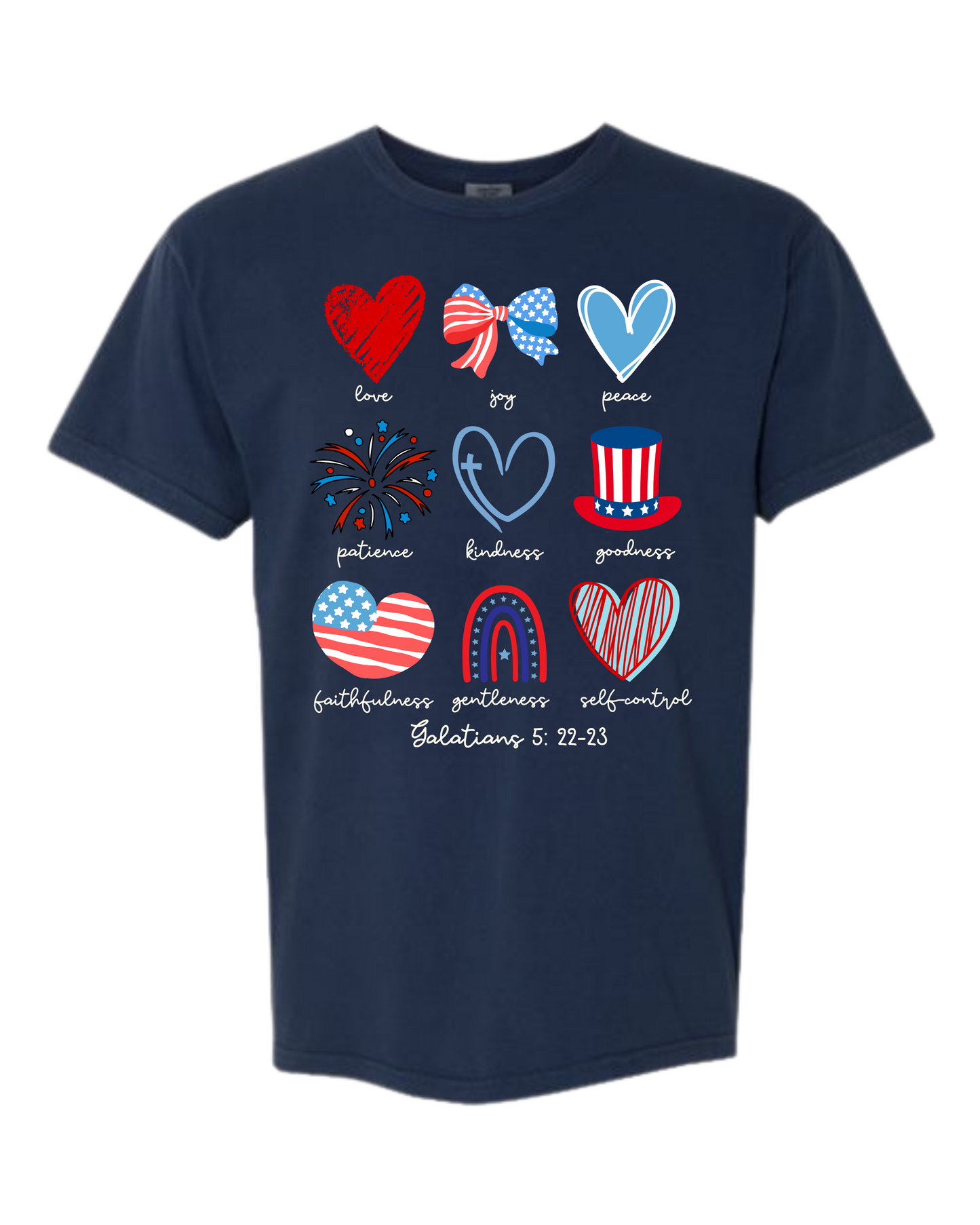 Galatians 5 - Patriotic - Comfort Colors - Heavyweight Unisex Tee - Blues