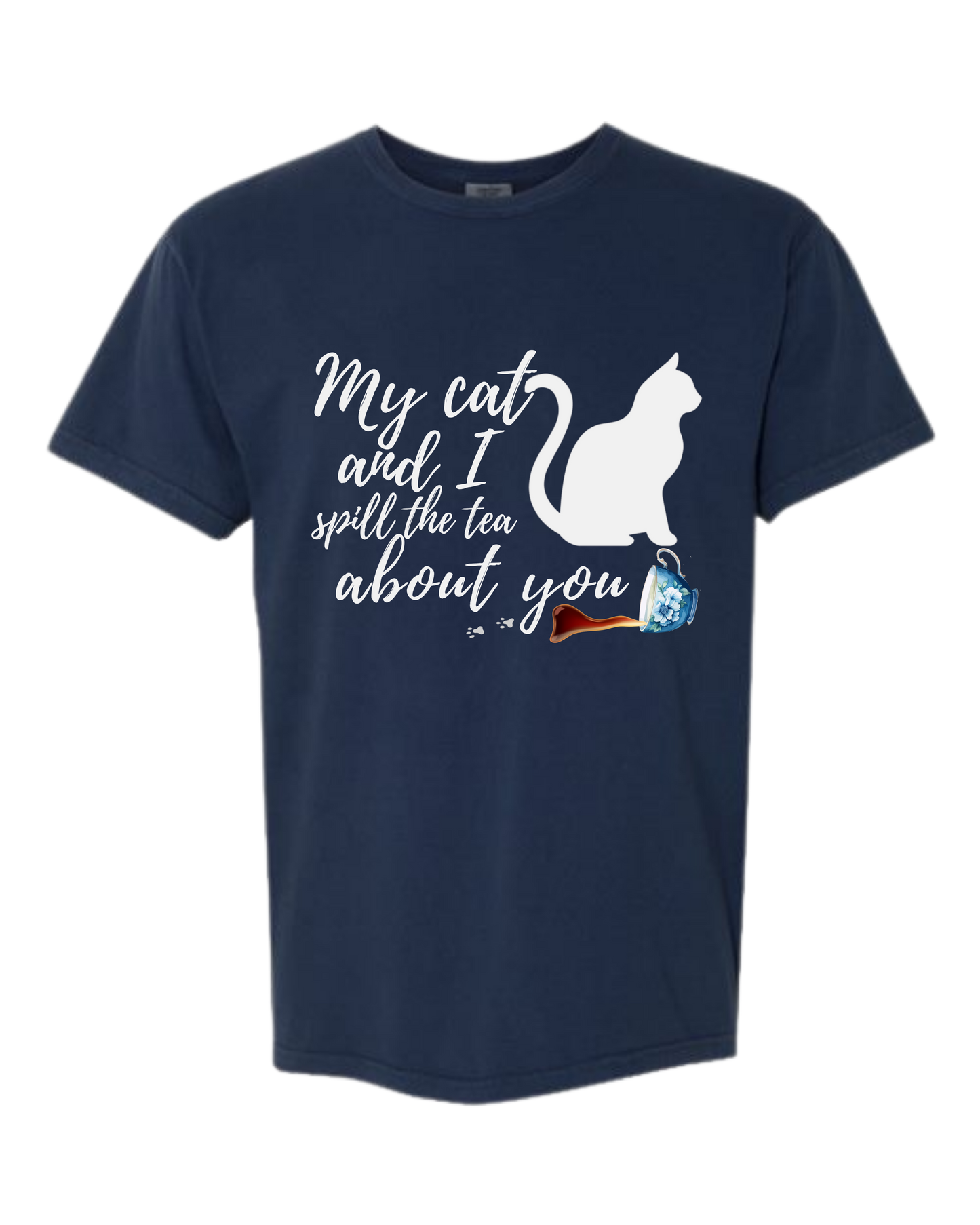 My Cat and I spill the tea about you - Comfort Colors - Heavyweight Unisex Tee - Blues
