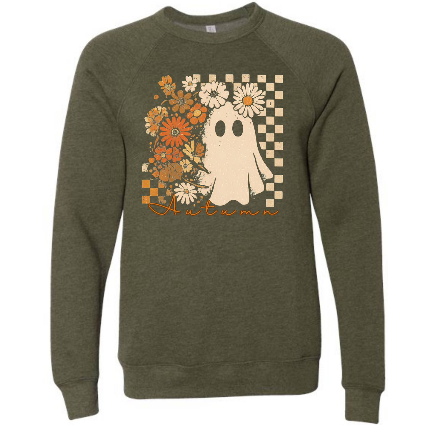 Autumn Ghost - Sponge Fleece Raglan Sweatshirt - Greens, Neutrals