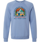 What Happens At The Campground - Sponge Fleece Raglan Sweatshirt - Blues, Greens, Purple, and Black