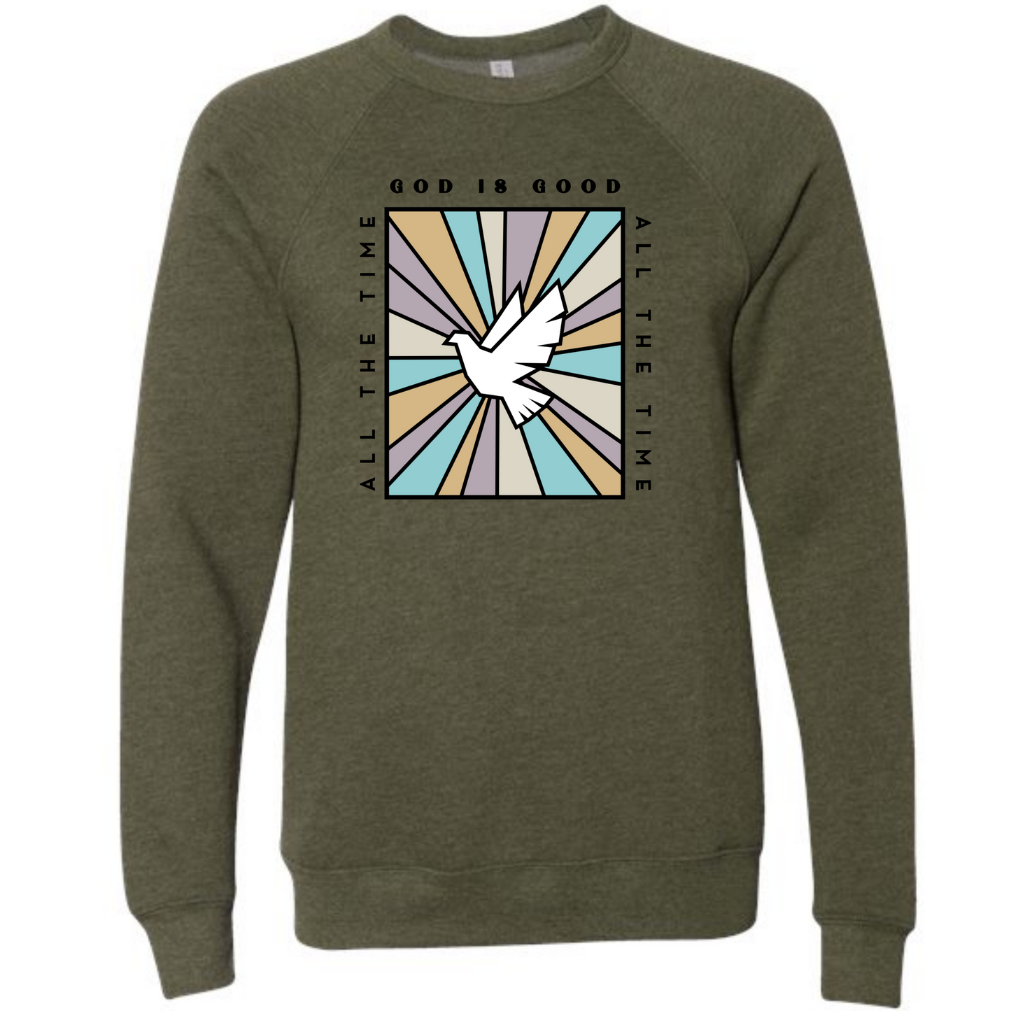 God is Good - Sponge Fleece Raglan Sweatshirt - Greens, Neutrals